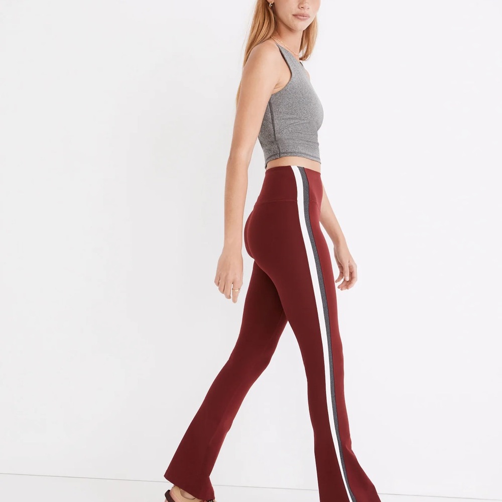 SPLITS 59 Burgundy Flare Leggings with Side Stripe